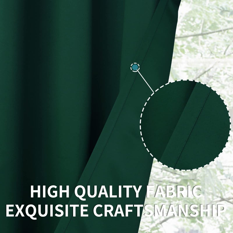 BGment Short Blackout Curtains for Bedroom Window 45 Inch Length - Emerald Green Thermal Insulated Drapes Room Darkening with Rod Pocket for Cafe Bathroom Ktichen, 42 x 45 Inch, 2 Panels - Image 5